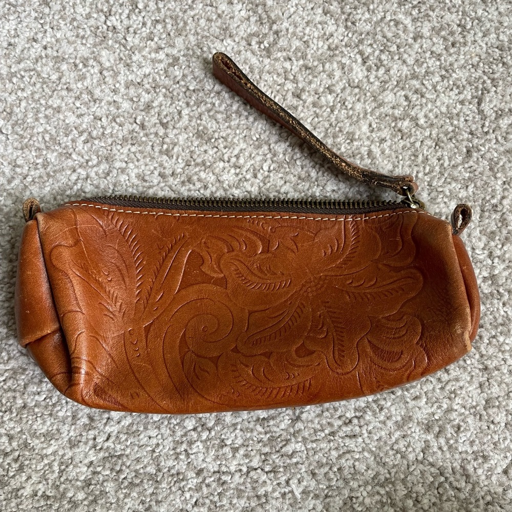 Patricia Nash Brown Embossed Cosmetic Bag